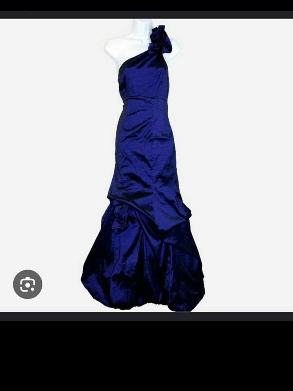 One-Shoulder Navy Blue Evening Gown